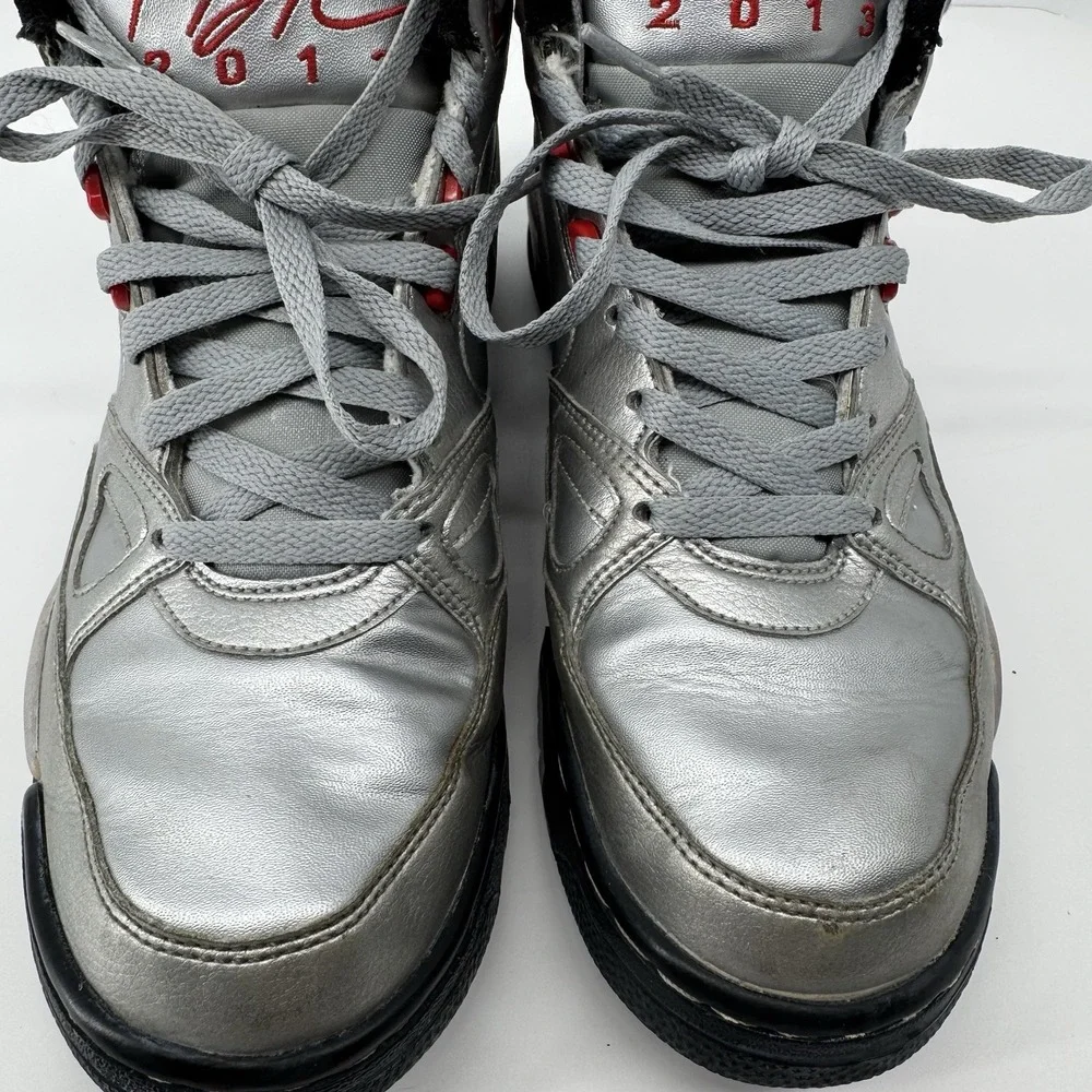 VTG  Nike Air Flight 2013 Silver Red High Top Sneakers Men's 10 Basketball Shoes